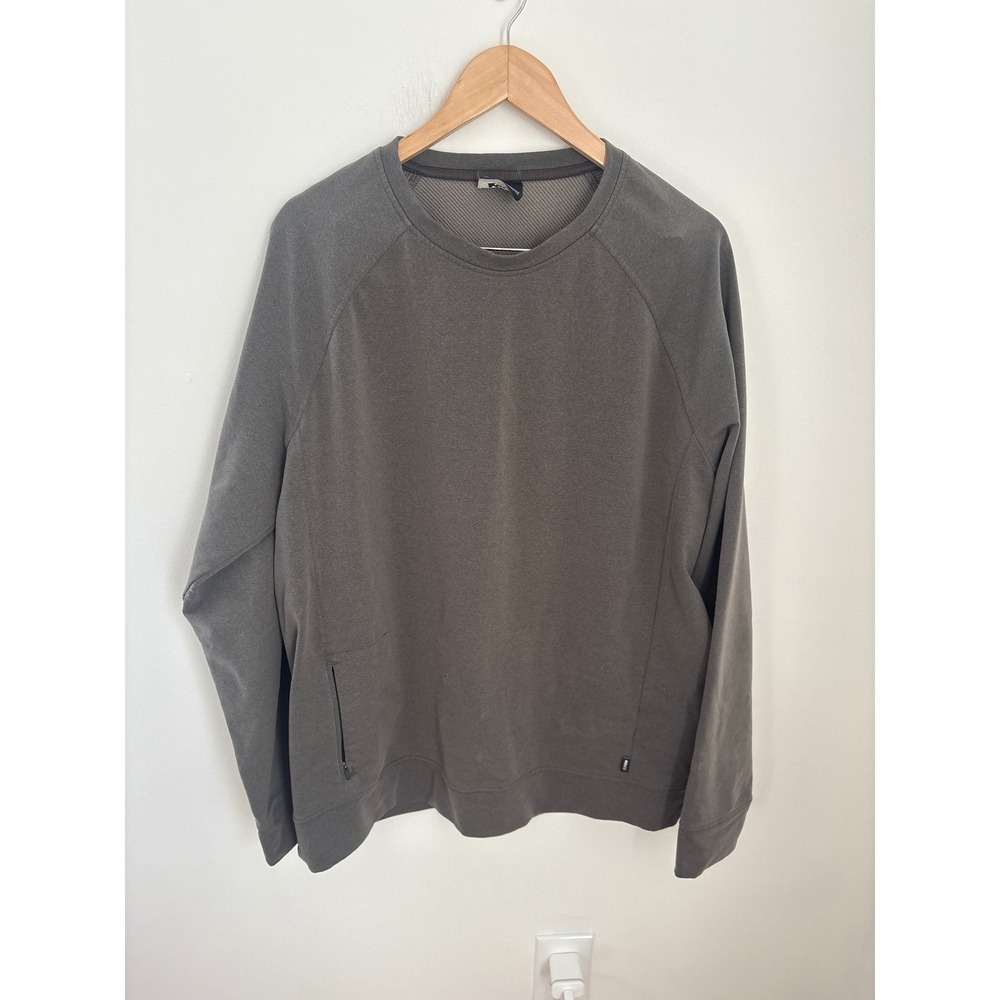 REI Co-op Mens Gray Raglan Crewneck Sweatshirt with Side Zip Pocket Size Large